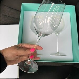 BRAND NEW!!! Tiffany & co. Long stem wine glasses a set of (2)